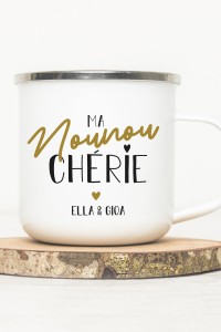 Mug vintage métal personnalisé |Nounou Chérie