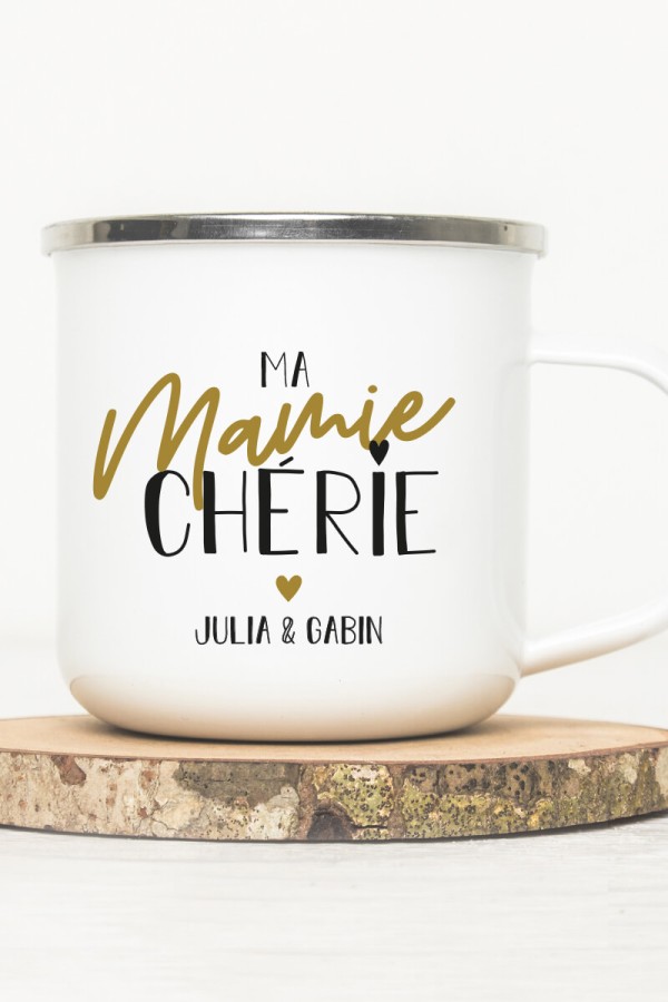 Mug vintage métal personnalisé | Mamie chérie