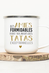 Mug vintage métal | Citation amies et tata