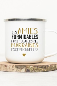 Mug vintage métal | Citation amies et marraine