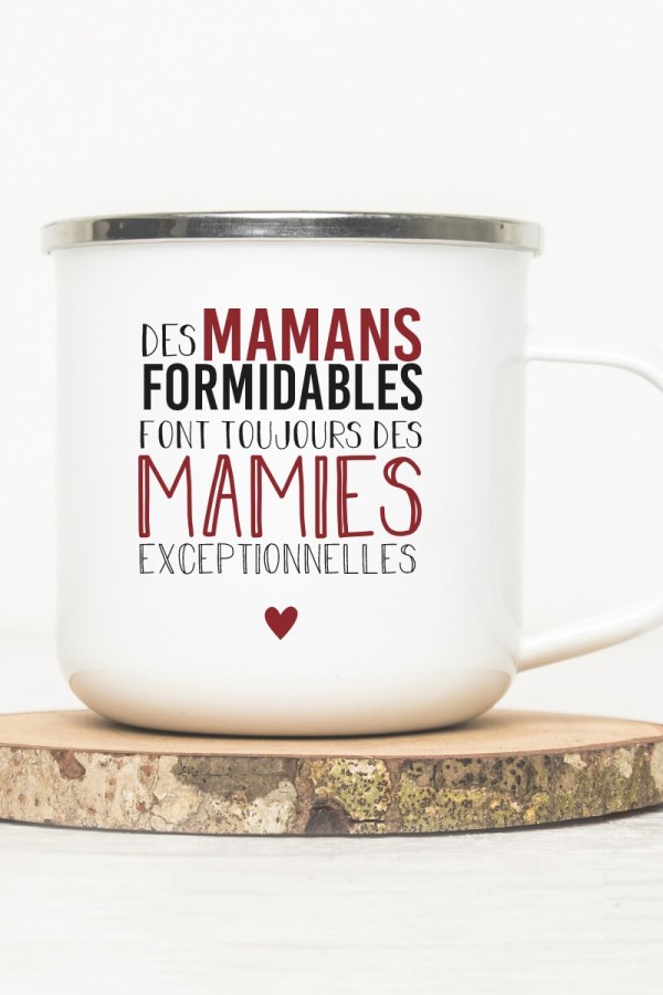 Mug vintage métal | Citation Maman et Mamie