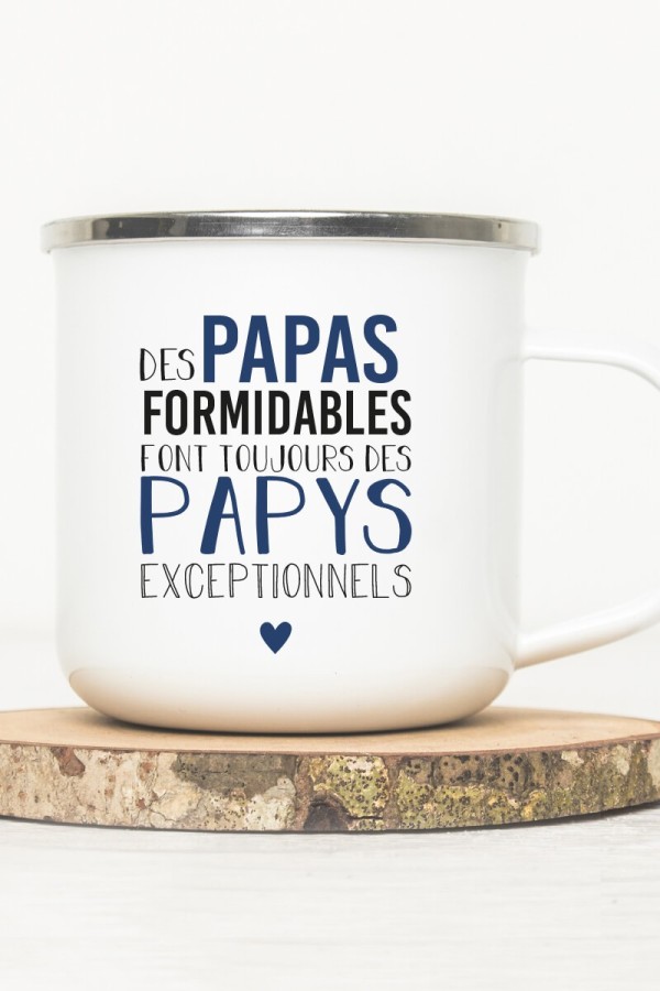 Mug vintage métal | Citation Papa et Papy