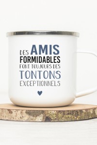 Mug vintage métal | Citation amis et tonton