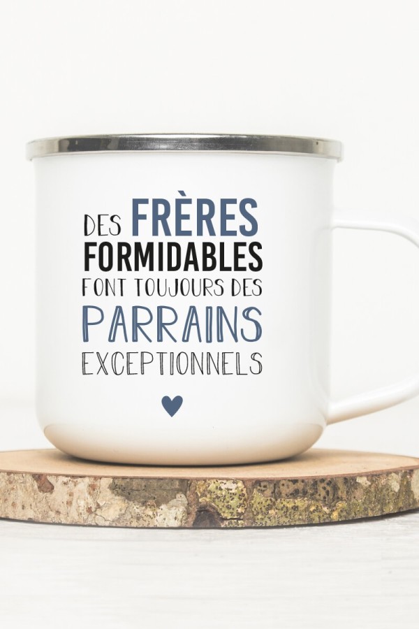 Mug vintage métal | Citation frère et parrain