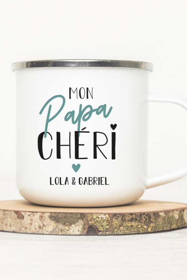 Mug vintage métal personnalisé | Papa chéri