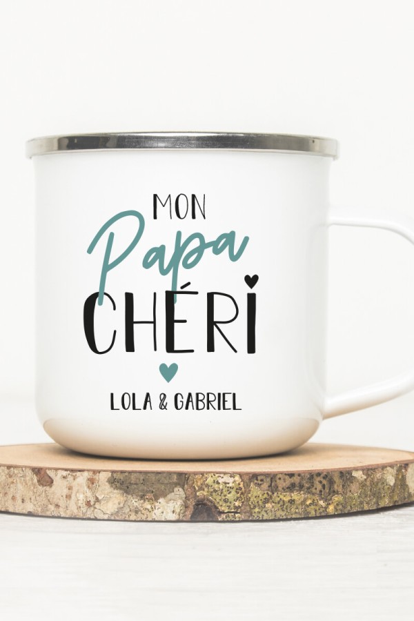 Mug vintage métal personnalisé | Papa chéri Mug vintage métal personnalisé | Papa chéri