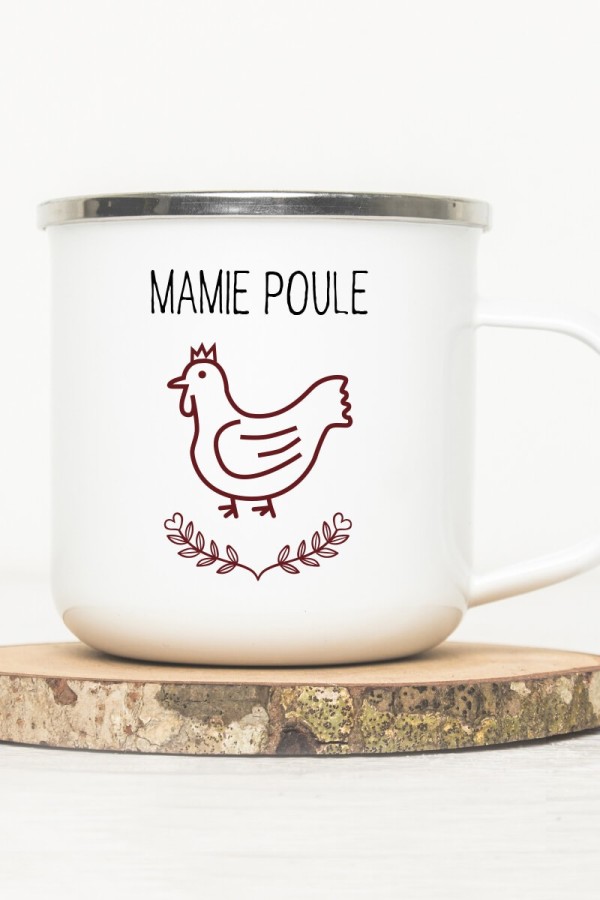 Mug vintage métal émaillé | Mamie poule vintage