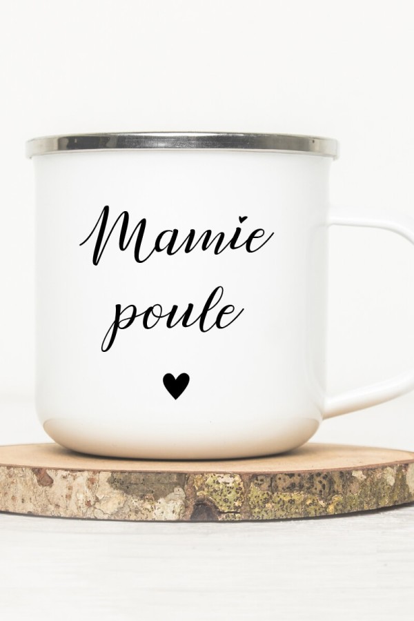 Mug vintage métal émaillé | Mamie poule