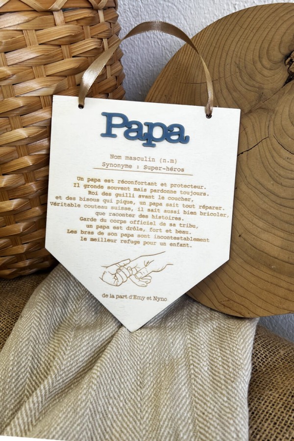 Fanion en bois personnalisé | Définition Papa Fanion en bois personnalisé | Définition Papa