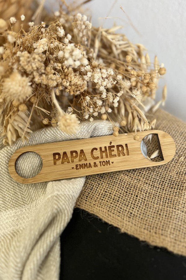 Décapsuleur en bois personnalisé | Papa chéri