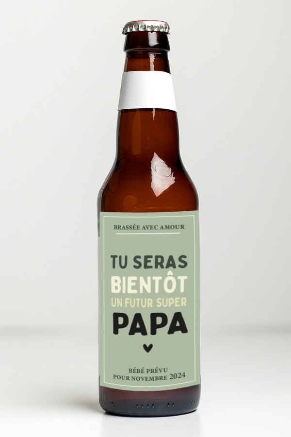 Étiquette bouteille de bière personnalisée | Futur Papa