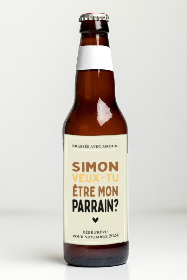 Étiquette bouteille de bière personnalisée| Veux-tu être mon parrain Étiquette bouteille de bière personnalisée| Veux-tu être mon parrain