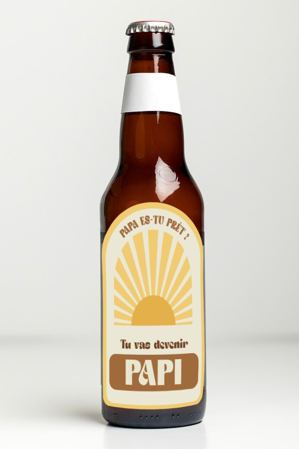 Étiquette bouteille de bière personnalisée | Futur Papi rétro