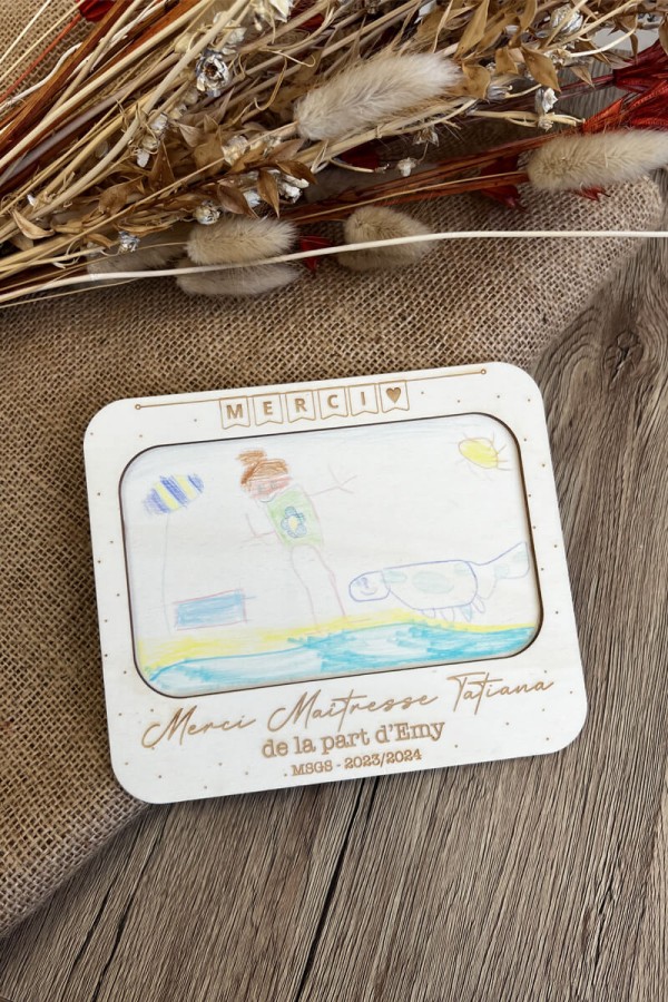 Carte à dessin en bois personnalisée | Maîtresse