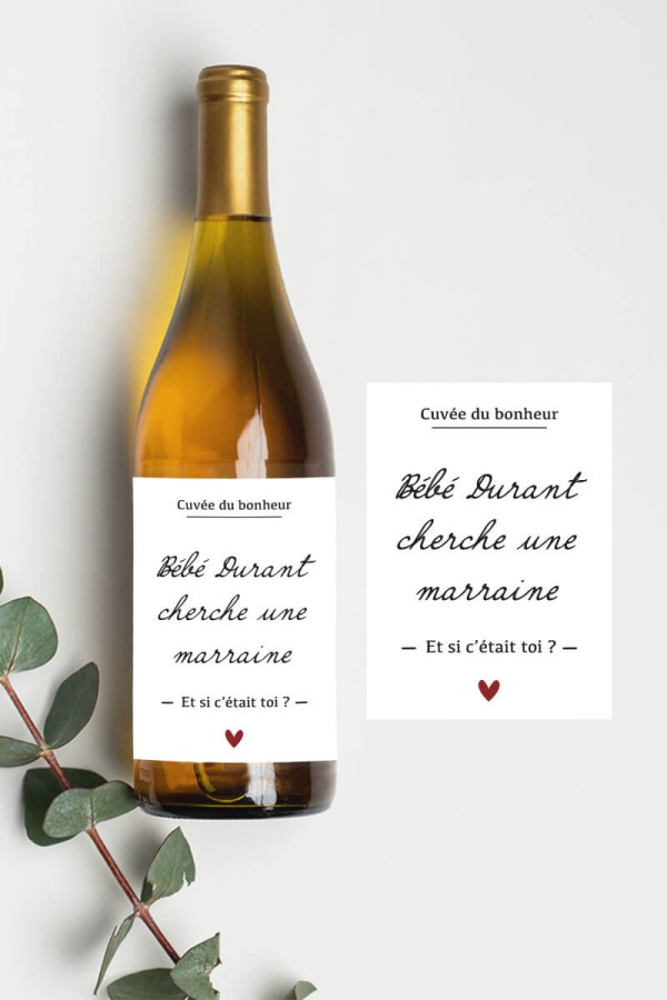 Étiquette bouteille future marraine | Et si c'était toi ?
