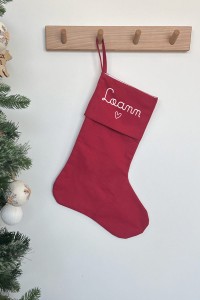 Chaussette de Noël rouge personnalisée - Prénom Manuscrit