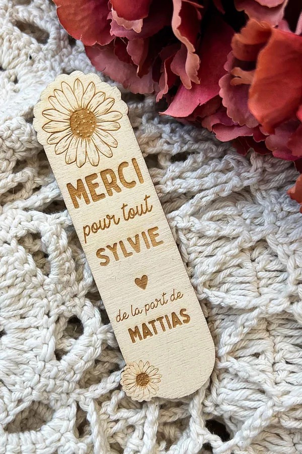 Marque page en bois personnalisé | Tournesol