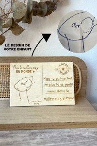 Carte postale en bois personnalisée avec dessin