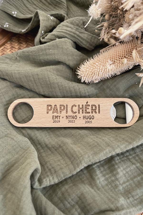 Décapsuleur en bois personnalisé | Papi chéri