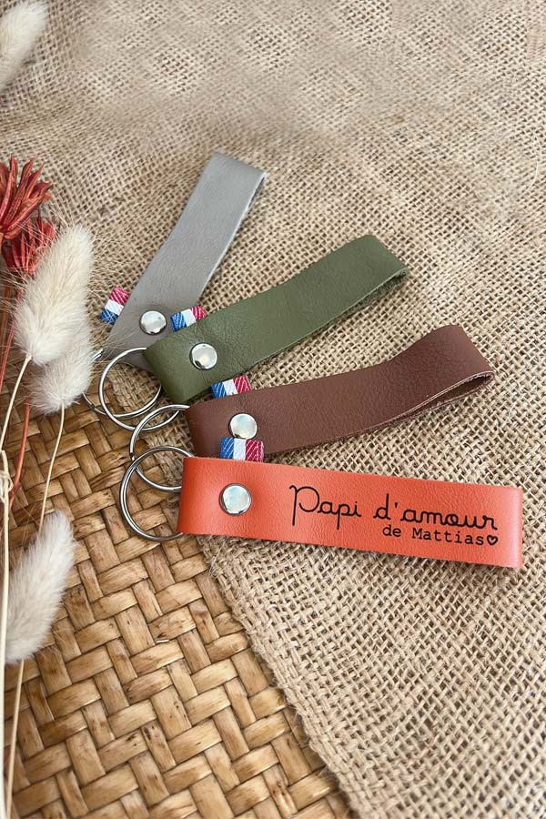 Porte-clés en cuir personnalisé | Papi d'amour Porte-clés en cuir personnalisé | Papi d'amour